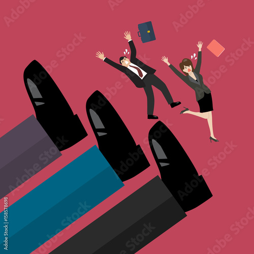 Employees kicked by boss big foots