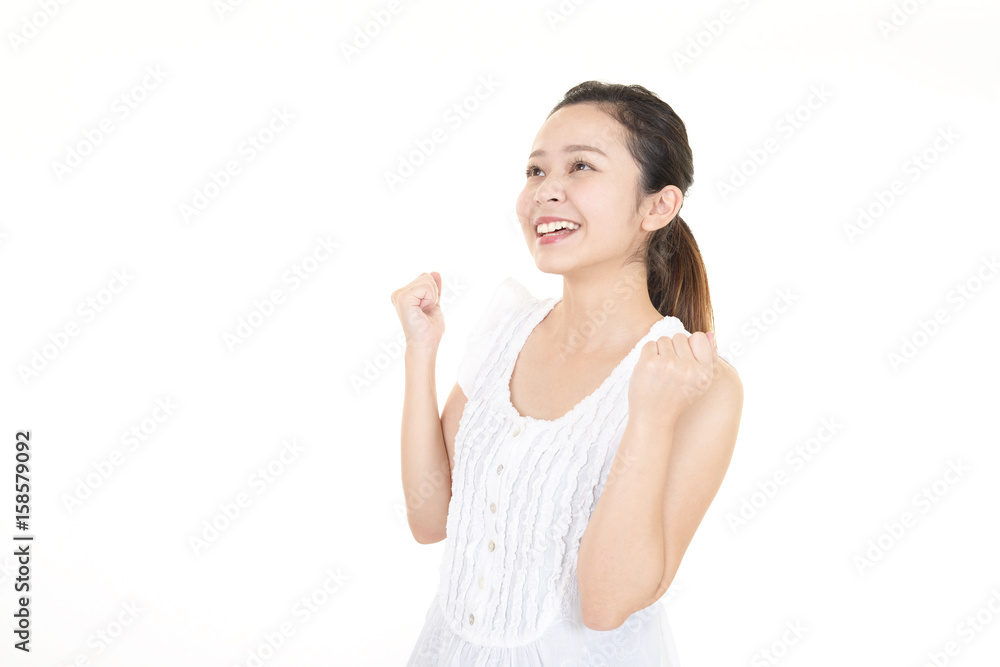 ガッツポーズの女性 ガッツポーズの女性