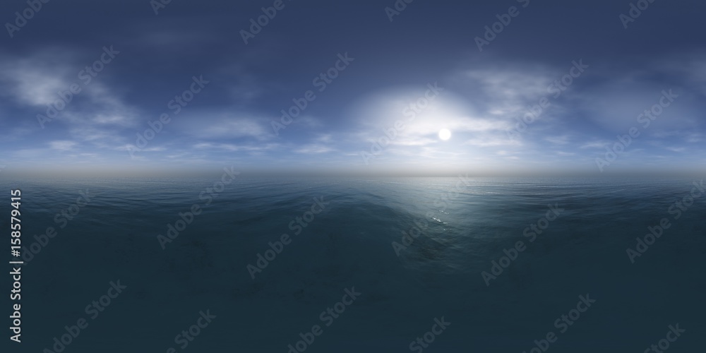 HDRI, environment map, Round panorama, spherical panorama, equidistant projection, sea sunset
