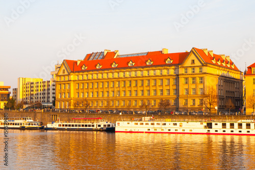 Photography Hitorical building of Faculty of Law on Dvorak's Embankment at Vltava River