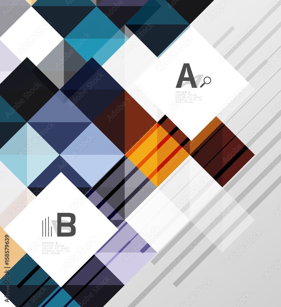 Vector square elements on gray abstract background with infographics Vector square elements on gray abstract background with infographics