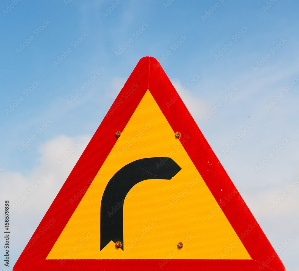 road signal attention of the curve in the sky road signal attention of the curve in the sky