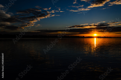 Beautiful sunset over the river Dnieper