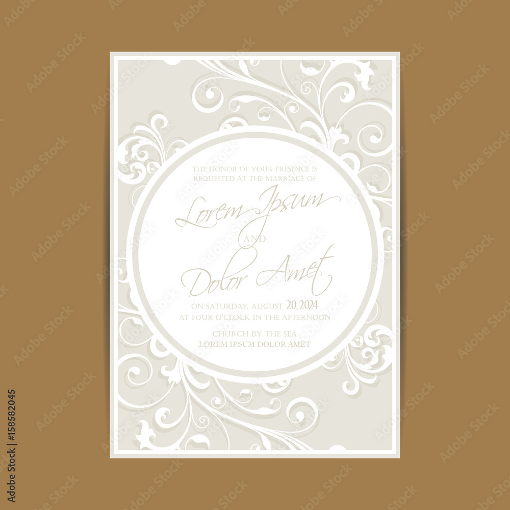 Wedding invitation or announcement card