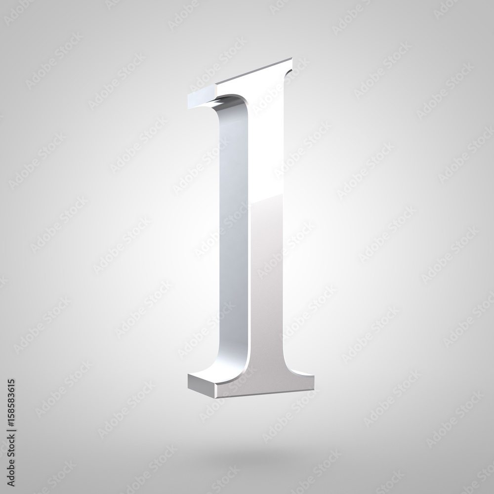 Silver letter L lowercase isolated on white background