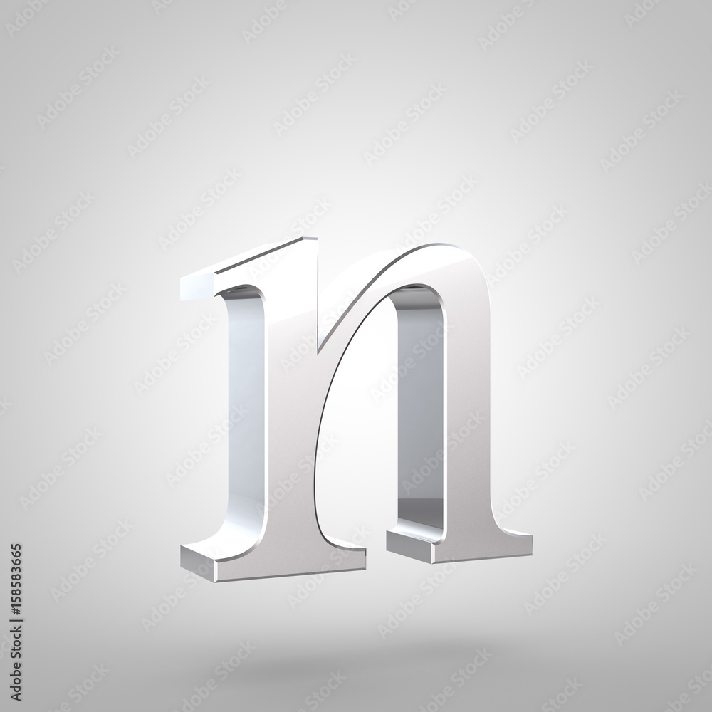 Silver letter N lowercase isolated on white background Silver letter N lowercase isolated on white background