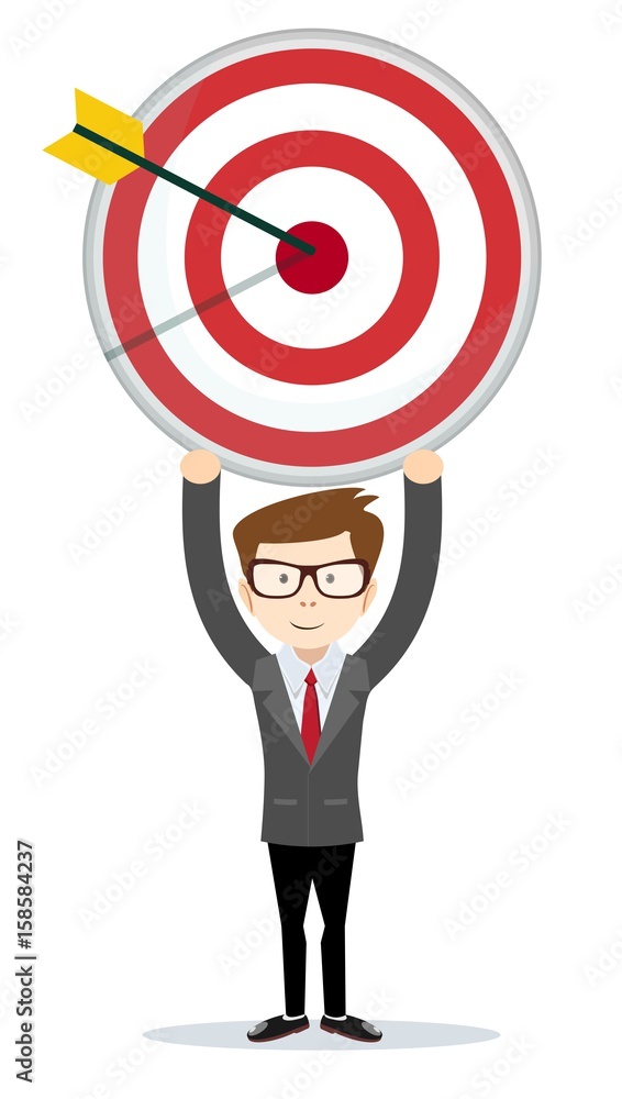 Businessman holding the big target. vector illustration Businessman holding the big target. vector illustration