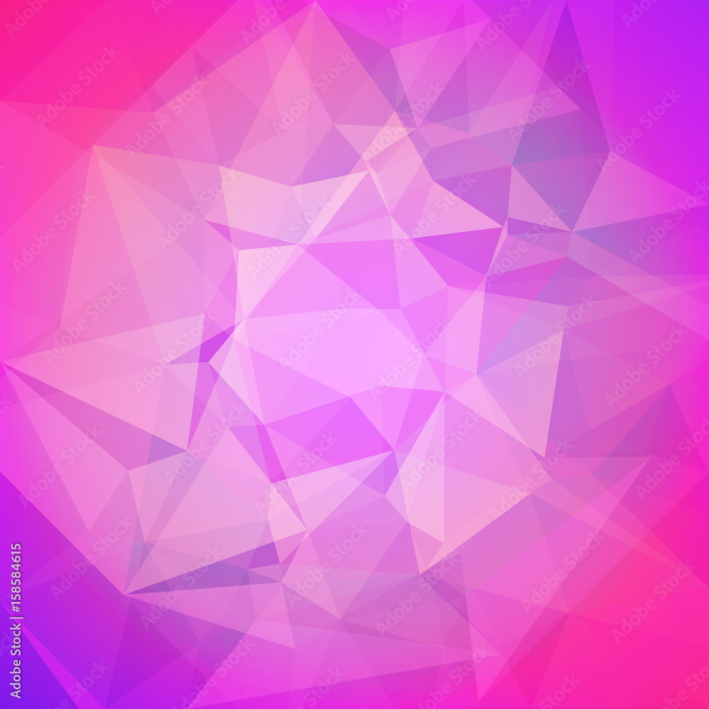 Obraz premium Abstract square triangle background. Tender rose polygonal backdrop for business presentation. Soft gradient color transition for mobile application and web. Trendy geometric colorful banner.