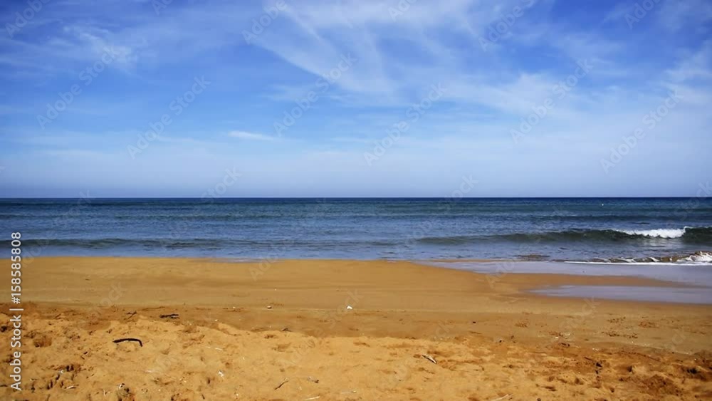 Waves washing a Mediterranean sandy beach - video clip Waves washing a Mediterranean sandy beach - video clip