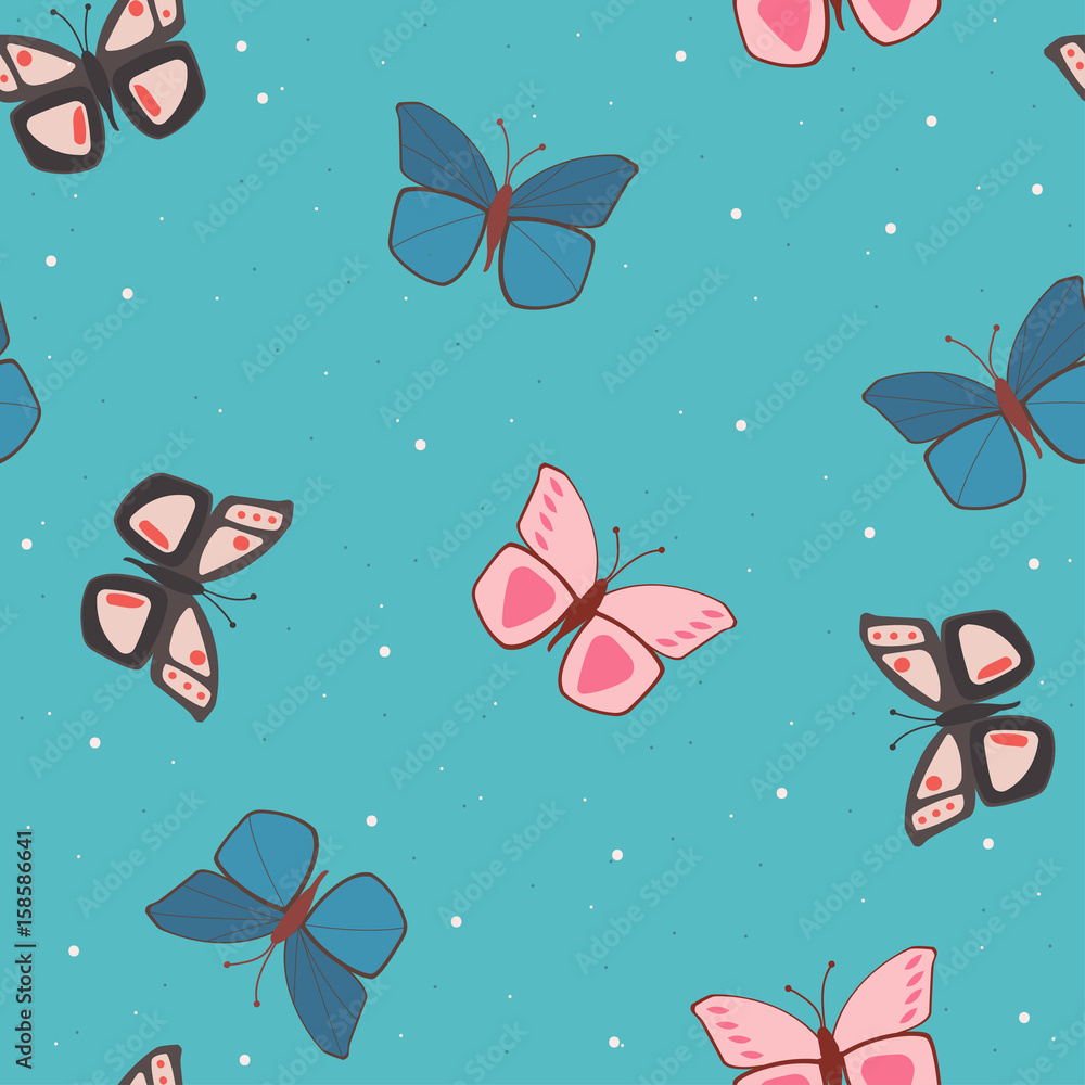 Flying butterflies seamless pattern. Vector illustration. Flying butterflies seamless pattern. Vector illustration.