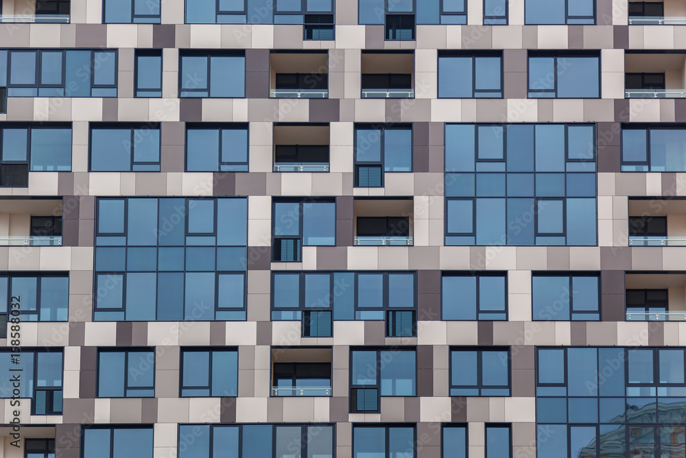 unusual facade of multistoried building