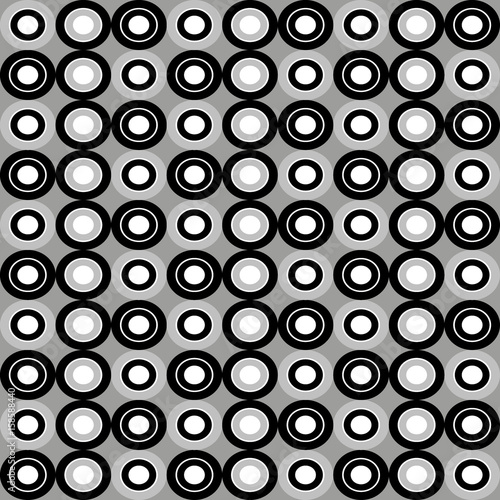 Fun geometric pattern with white black and grey circles