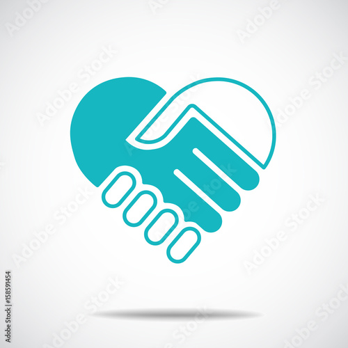 Hands together. Heart symbol. Vector