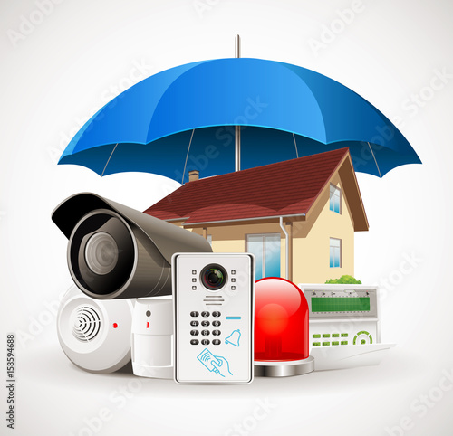 Home security system - Access control system - House protected by umbrella 
