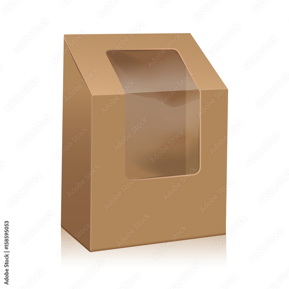 Vector Brown Blank Cardboard Triangle Box. Take Away Boxes Packaging Mock up For Sandwich, Food, Present, Other Products with Plastic Window Vector Brown Blank Cardboard Triangle Box. Take Away Boxes Packaging Mock up For Sandwich, Food, Present, Other Products with Plastic Window