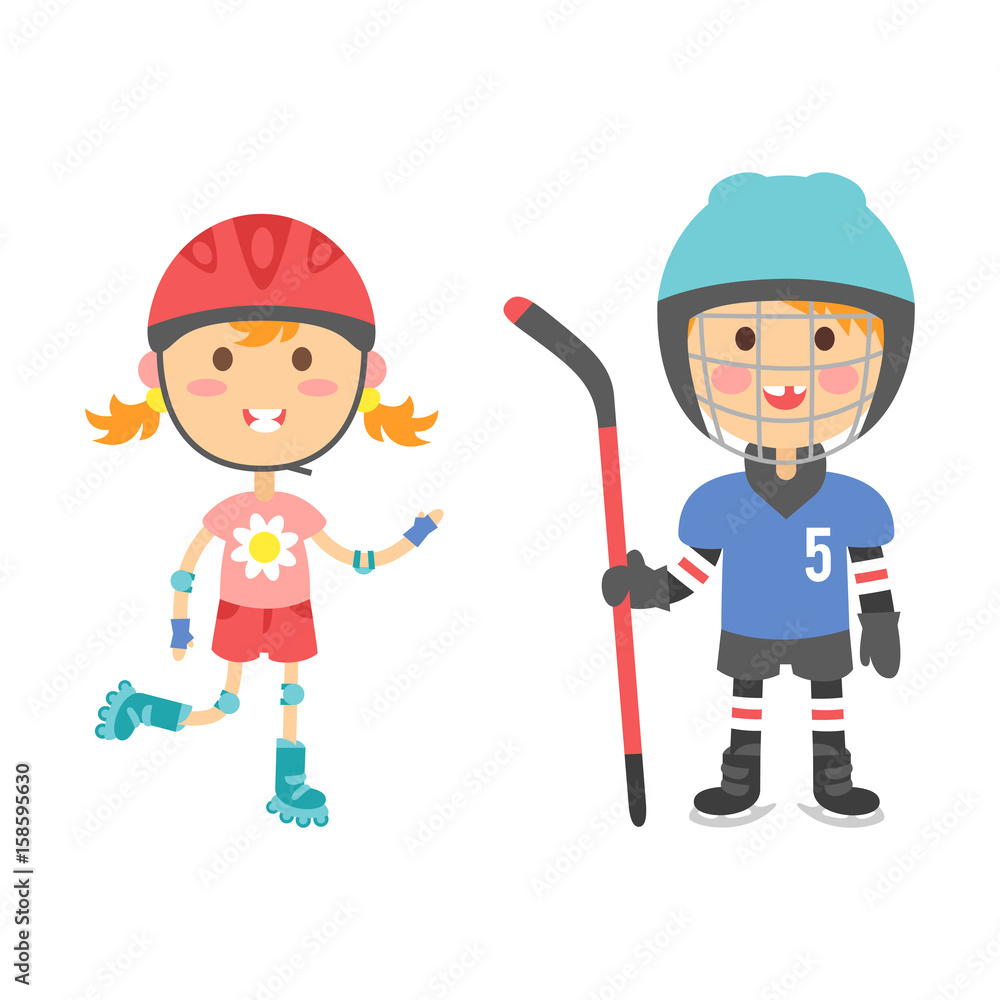 Young kids sportsmens future roller skates gymnastics children sport players vector illustration. Young kids sportsmens future roller skates gymnastics children sport players vector illustration.