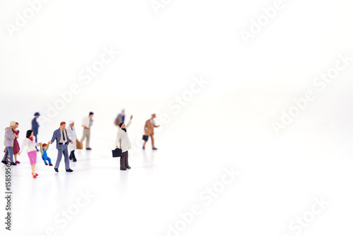 Business travel of people in miniature people