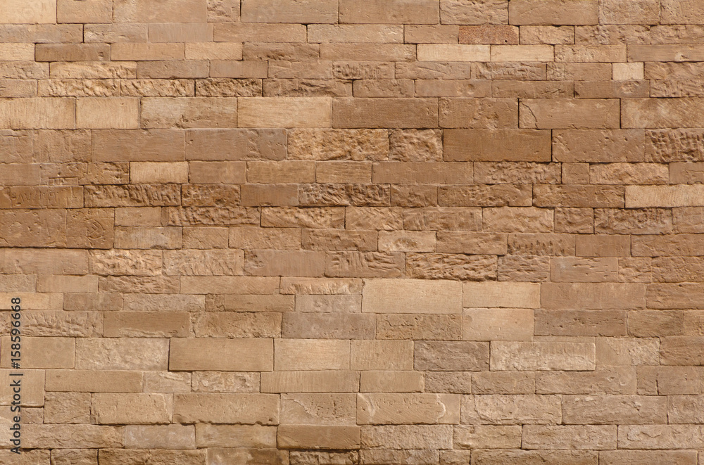 background made of bricks: close up of foot of Sphinx