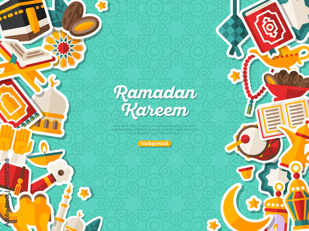 Fototapeta premium Ramadan Kareem Banner With Vertical Borders