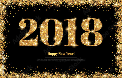 New Year 2018 Gold Numbers on Black