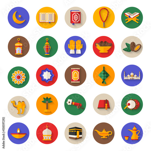 Set of Ramadan Kareem Icons on Circles