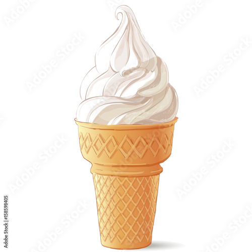 Vector ice cream in waffle cone