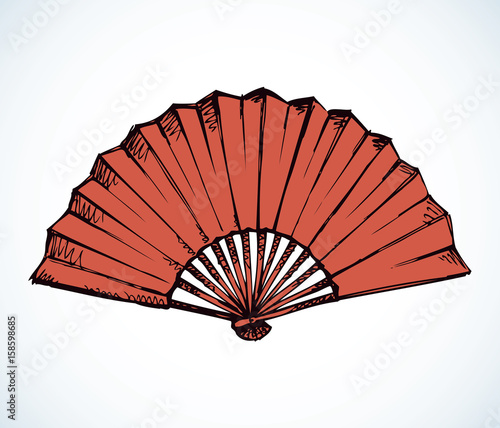 Folding fan. Vector sketch