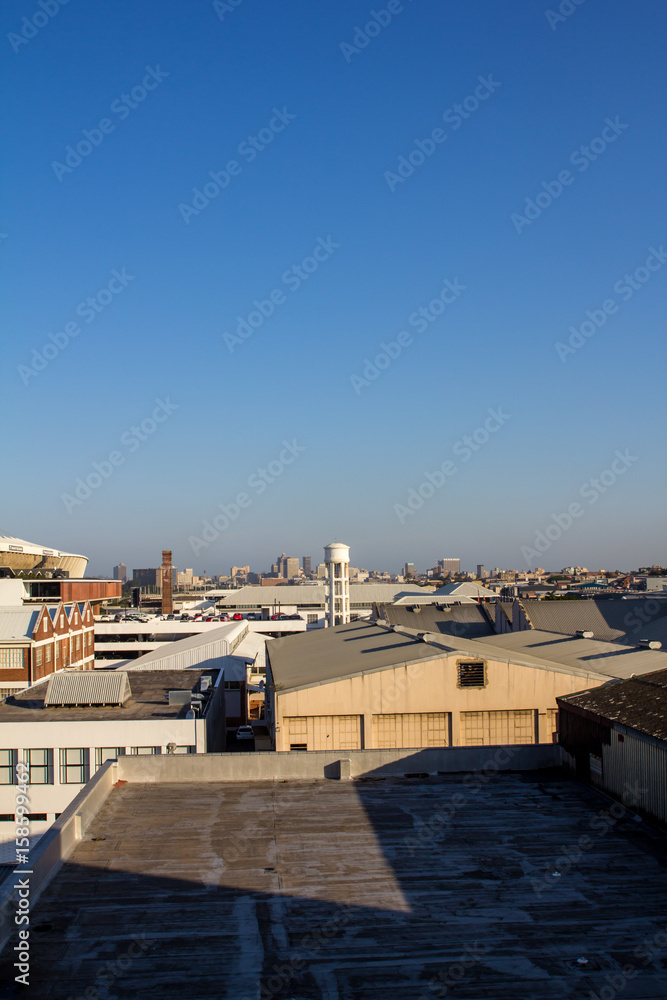 Durban, South Africa industrial cityscape factory rooftops 1