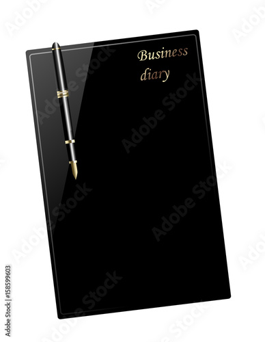 Closed dairy book with pen