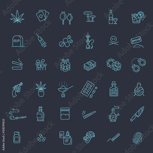Simple Set of Drugs Related Vector Line Icons