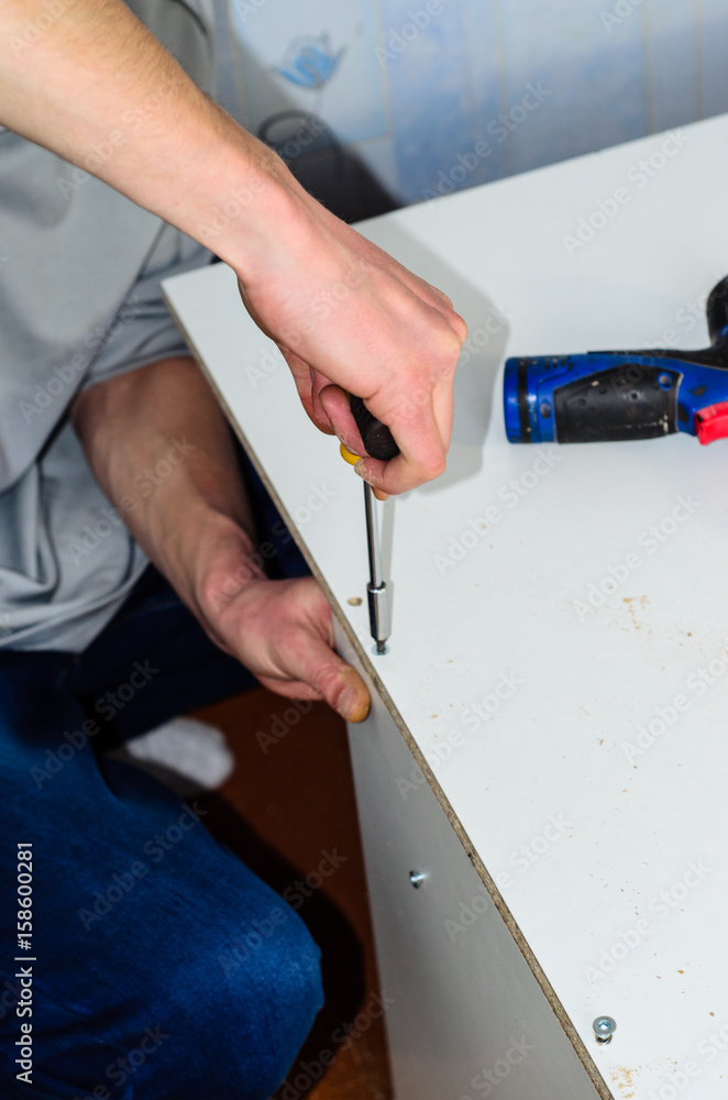 Chipboard furniture assembling Chipboard furniture assembling