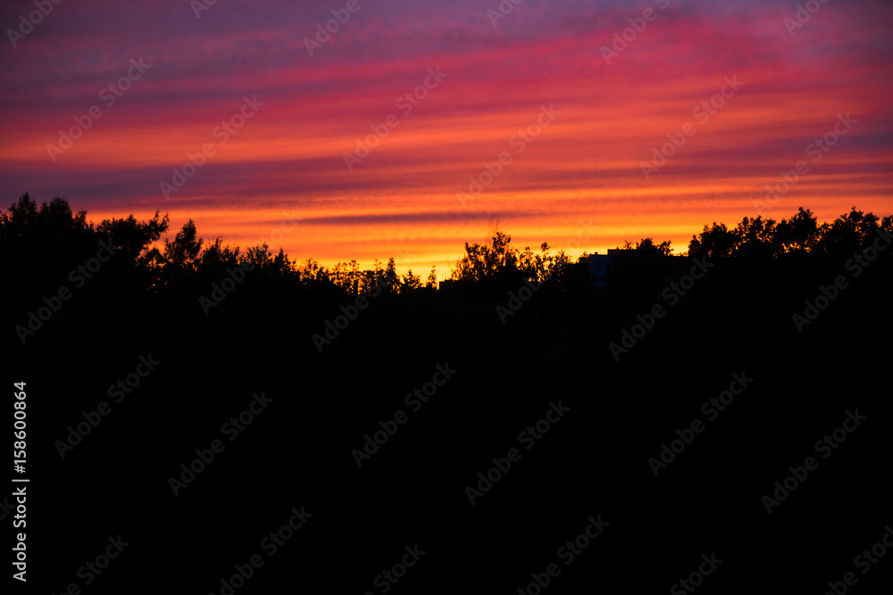 Bright sunset over the city of Khabarovsk Bright sunset over the city of Khabarovsk