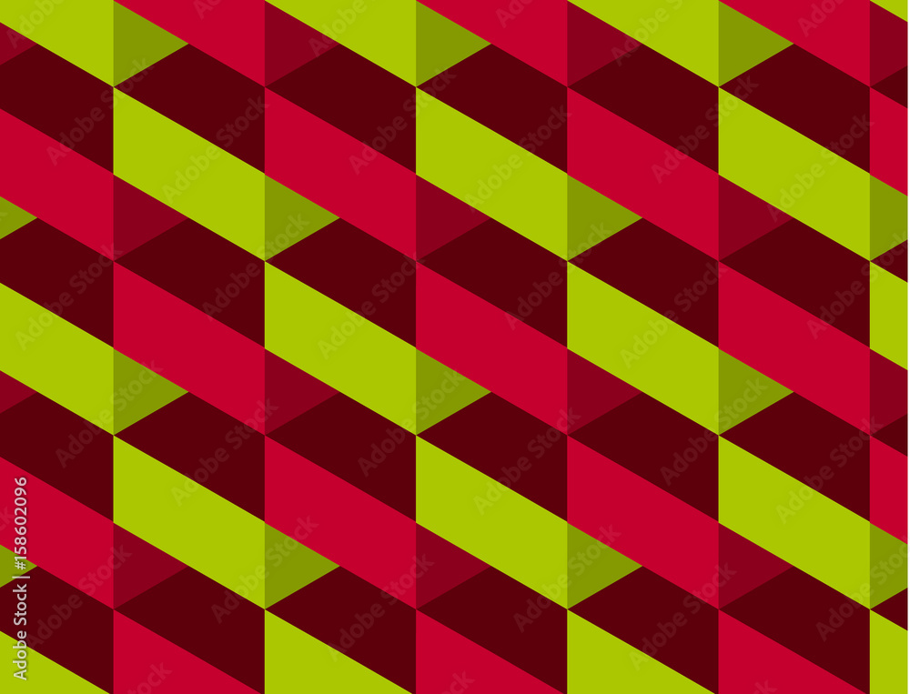 Vector seamless pattern with ribbon strokes and stripes. Geometry concept modern repeatable motif in green and red colors. Vector seamless pattern with ribbon strokes and stripes. Geometry concept modern repeatable motif in green and red colors.