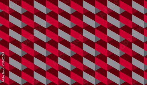 Vector seamless pattern with ribbon strokes and stripes. Geometry concept modern repeatable motif in gray and red colors.