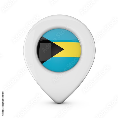 Free Download Bahamas flag location marker icon. 3D Rendering - GFXLoad