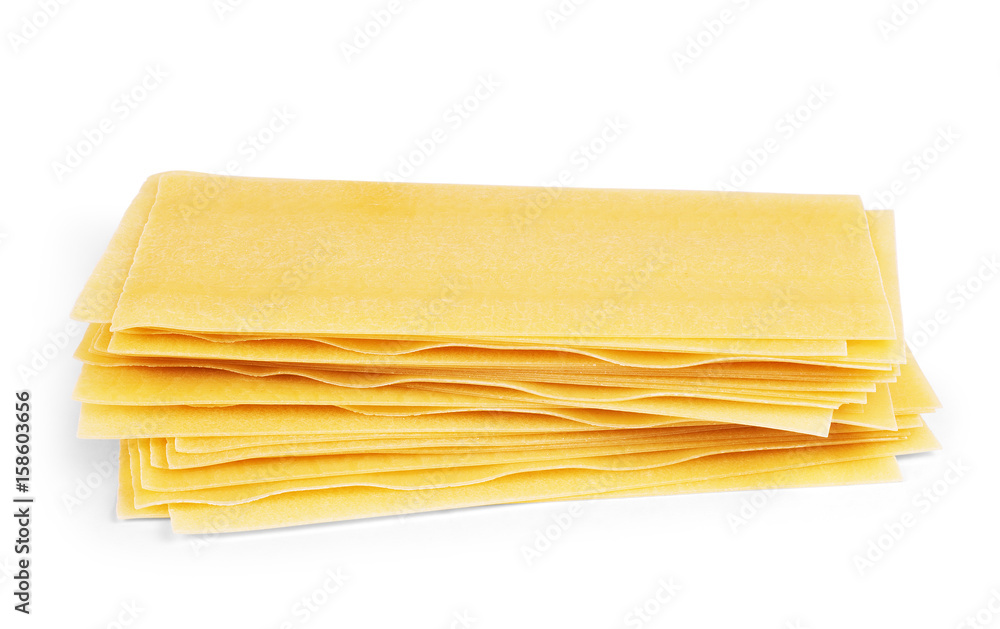 Uncooked lasagna pasta isolated on white background Uncooked lasagna pasta isolated on white background