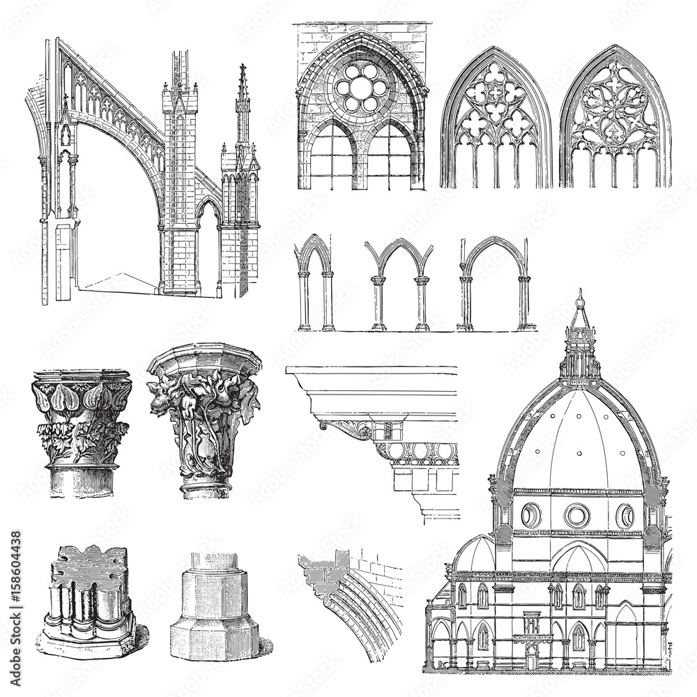 Gothic building style / illustration Stock Vector | Adobe Stock