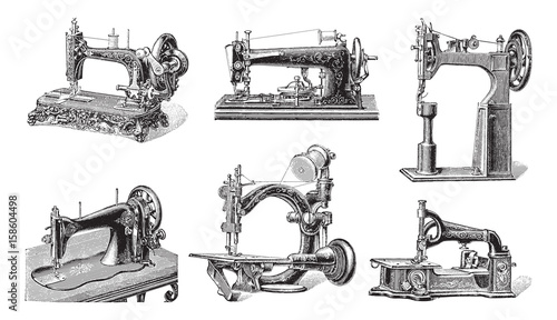 Old sewing machine collection / vintage illustration