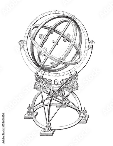 Old globe - Armillary sphere / vintage illustration 