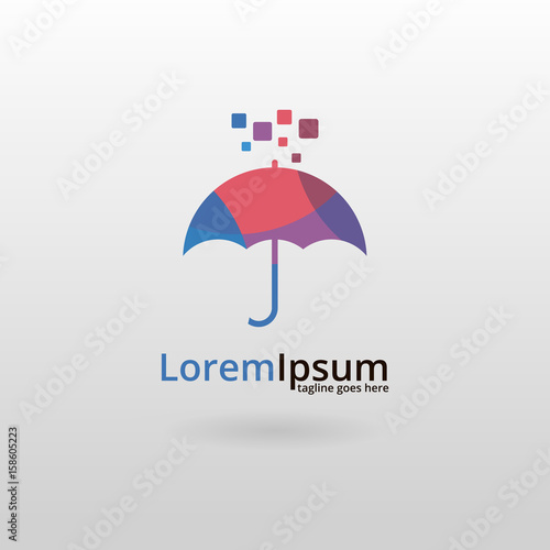 Umbrella logo. Polygonal umbrella logotype 