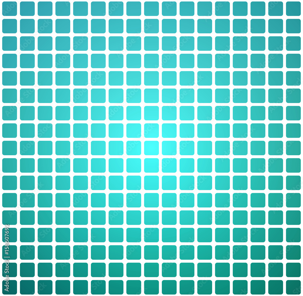 Fototapeta premium Turquoise shades rounded mosaic background over white square