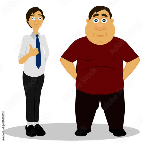 Thin and fat. Isolated objects.