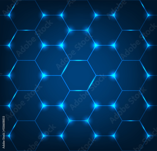 Background with blue hexagon texture