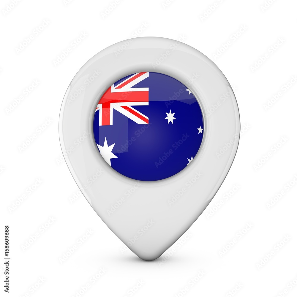 Australia flag location marker icon. 3D Rendering Australia flag location marker icon. 3D Rendering