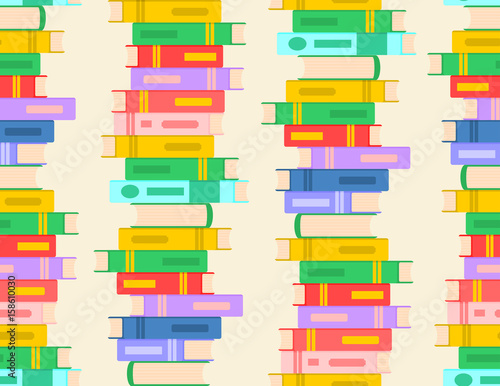 Seamless pattern with stack of books