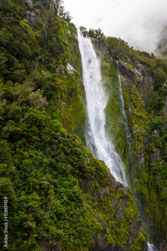 Majestic Stirling Falls at Milford Sound, Fiordland national park, South Island, New Zealand