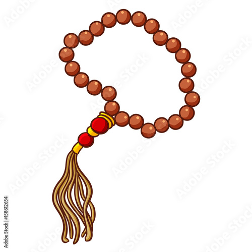Cute red brown prayer beads made from wood - vector