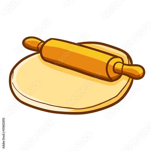 Funny and cute rolling pin over the batter - vector