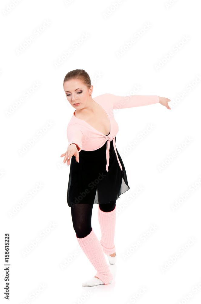 Obraz premium Beautiful one caucasian young woman ballerina ballet dancer, isolated on white background