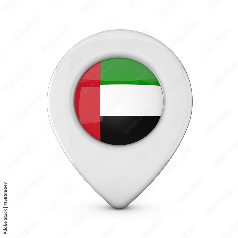 UAE flag location marker icon. 3D Rendering UAE flag location marker icon. 3D Rendering
